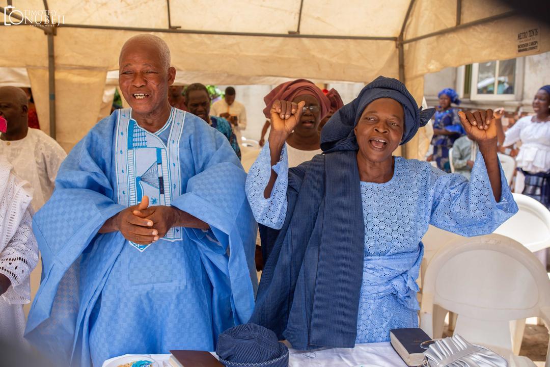 Revd. Gabriel and Mrs. Margaret Lasehinde — Baba and Mama GOMAL in worship